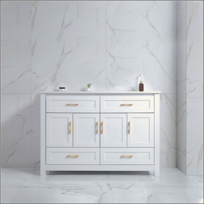 Bathroom Vanity , Abundant Storage Cabinet -4 Soft close doors and 4 drawers (excluding the ceramic basin)