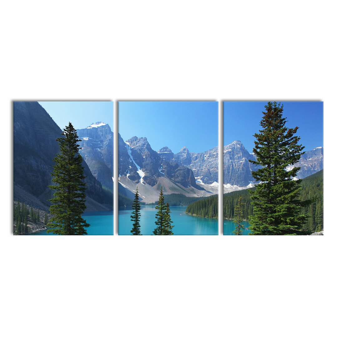 3-tlg. Leinwandbilder-Set Moraine Lake kanadische Berge