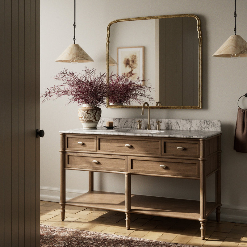 Abidemi Mulry Single Wide Vanity, Washed Blonde Oak Veneer