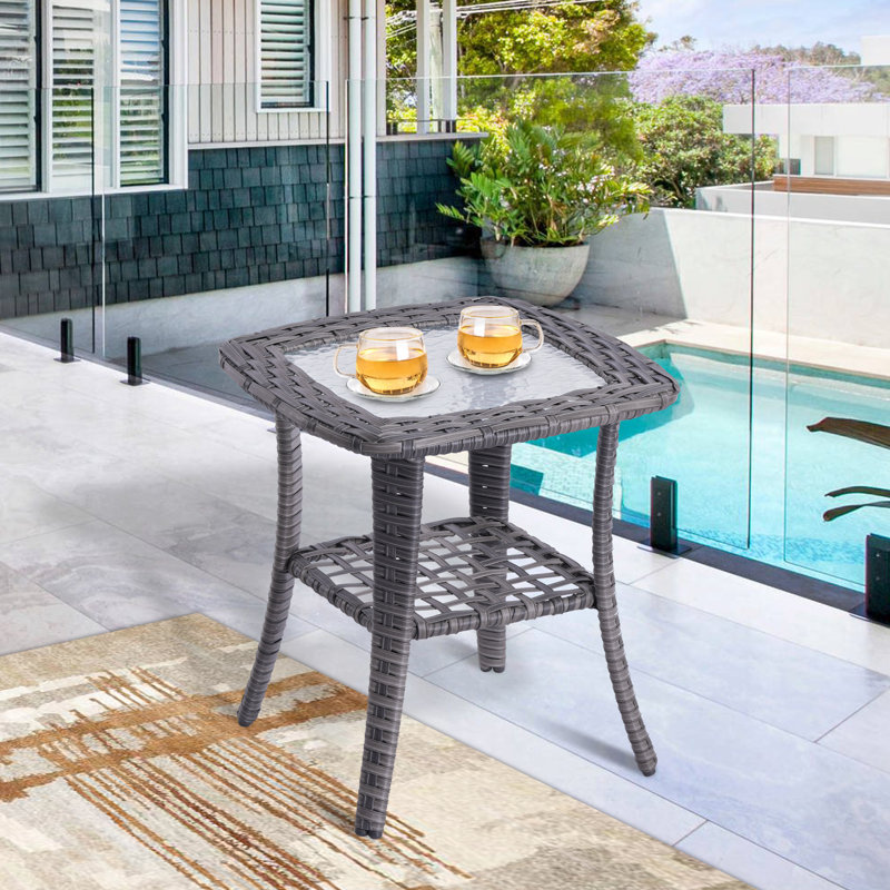 Table d'appoint d'extérieur carrée L 18,11 po x l 18,11 po Danvers, gris