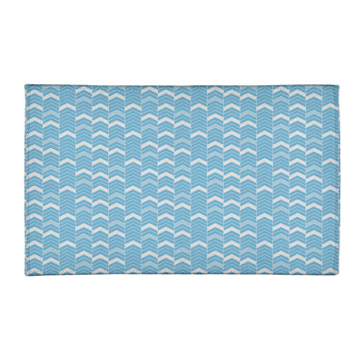 Tapis à chevrons à traits bleus