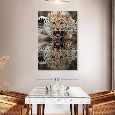 Brampt Leopard Growling Reflection
