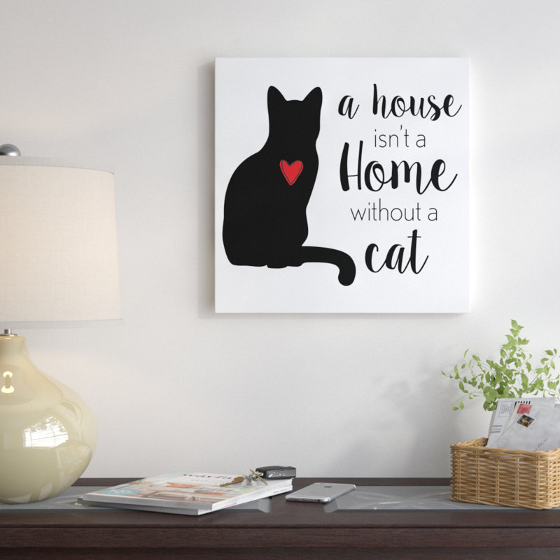 « house home cat », art textuel sur toile, H 36 po x l 36 po