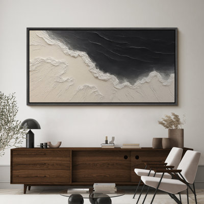 Large Framed Canvas Print Wall Art - Neutral Abstract Painting Print for Minimalist Modern Wall Decor