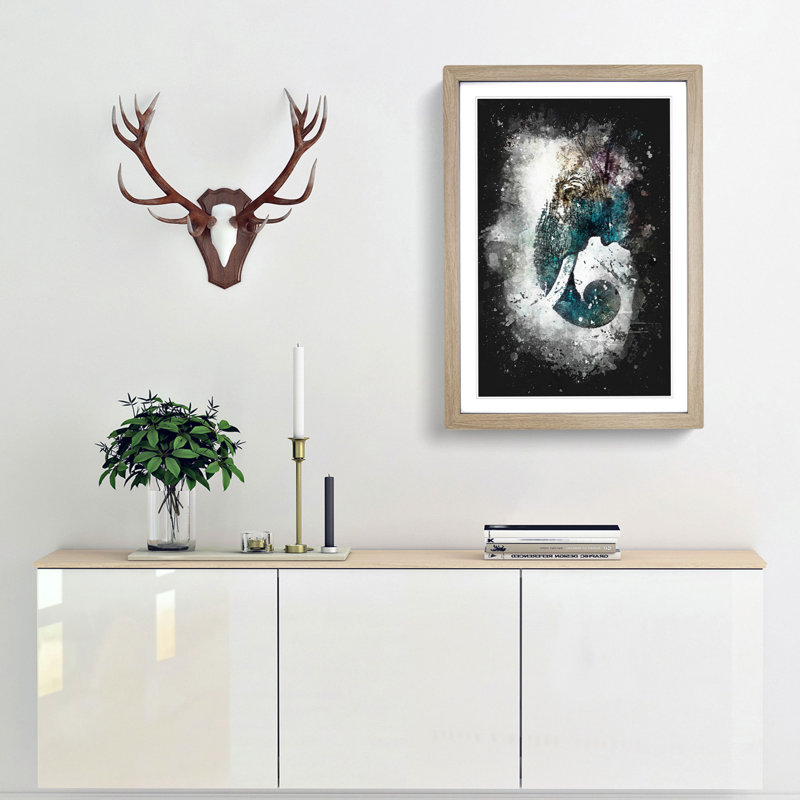 Elephant Profile - Framed Print, Oak Framed, 63cm H x 45cm W x 2cm D