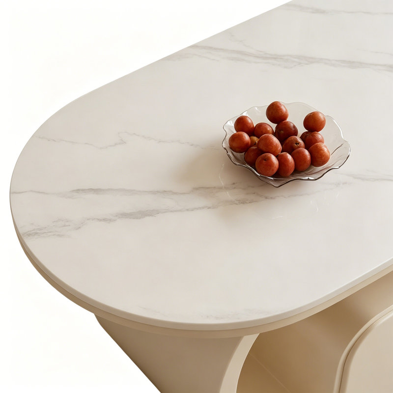 Table basse moderne et luxueuse haut de gamme, H 19,68 po x L 35,43 po x l 17,71 po, Crème