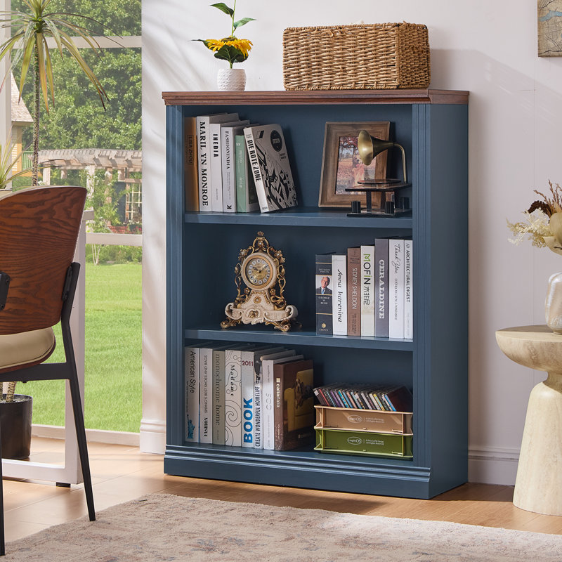 43" Tall Farmhouse Bookshelf Set, Brown/Blue