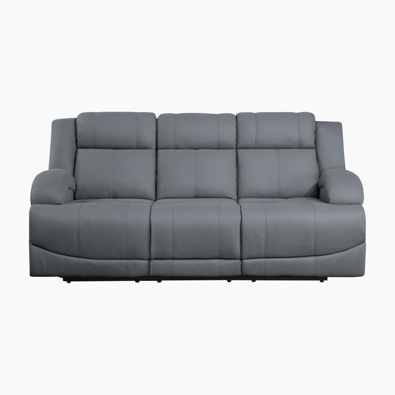 Malillany 70.5'' Transitional Microfiber Double Reclining Sofa with One-touch Power Control, USB Charging Ports, Power