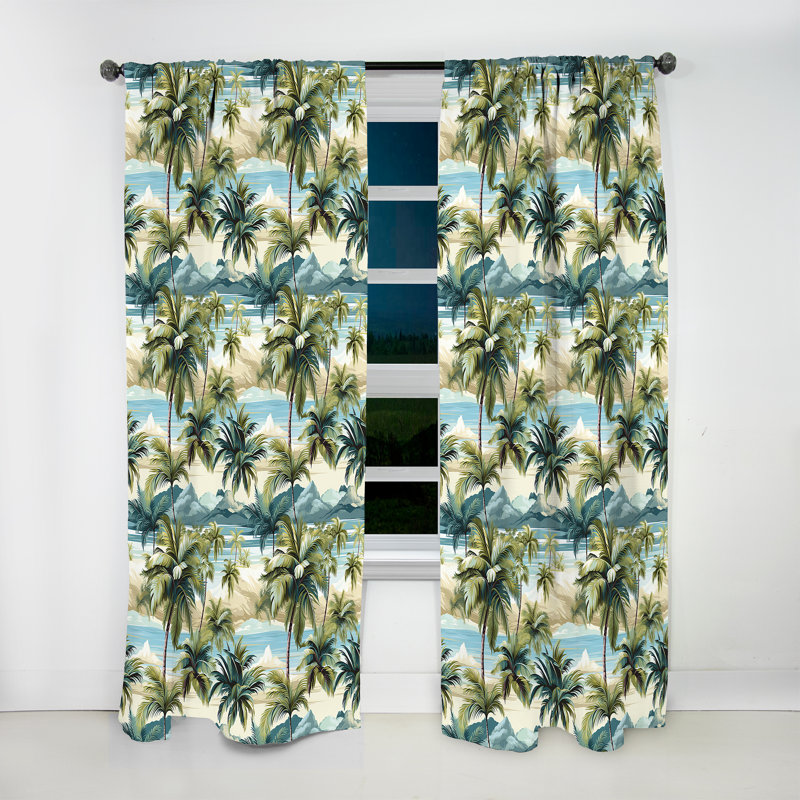 Palmier à motif tropical II - Rideau floral - Rideau floral obscurcissant - 1 panneau, L 52 po x L 63 po