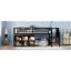 Lit mezzanine simple en métal avec casier de rangement, lit mezzanine bas en métal avec escalier, noir-731753623
