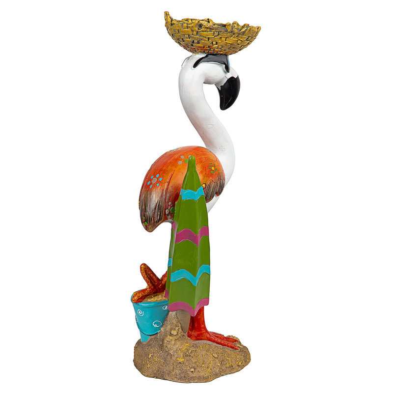 Statue de jardin Luau Larry le flamant, Blanc