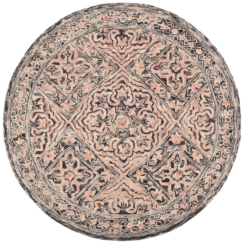 Tapis noir / rouge Rubalcava, Rond 6 pi