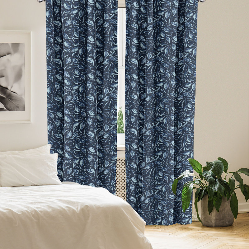 Rideaux 4 panneaux East Urban Home Botanical, aquarelle, L 56 po x L 63 po