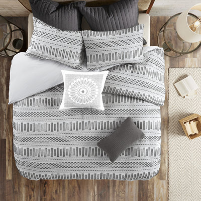 Literie pour lit très grand / très grand en coton avec attaches intérieures et taies décoratives assorties