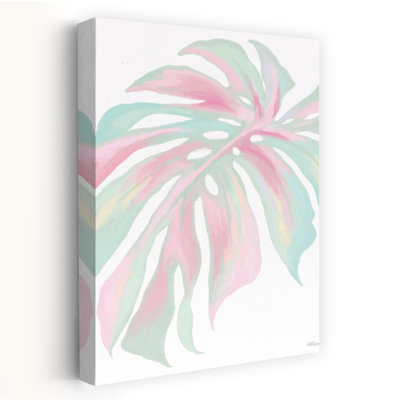 Pastel de Monstera - feuille de pastel tropical rose et vert abstrait