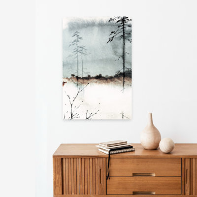 Contemporary Art Contemporary Rustic Serene Forest Landscape Wall Art 1 Piece Wrapped Canvas Wall Art