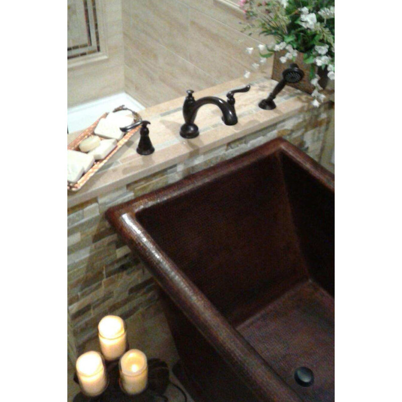 67" Hammered Copper Canoa Single Slipper Bathtub