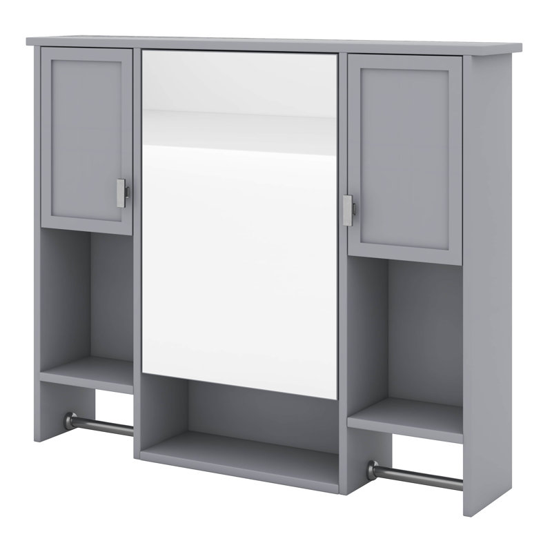 Armoire de salle de bain murale moderne 35 "x 28" avec miroir, armoire à pharmacie avec barre à serviettes, rangement spacieux pour salle de bain