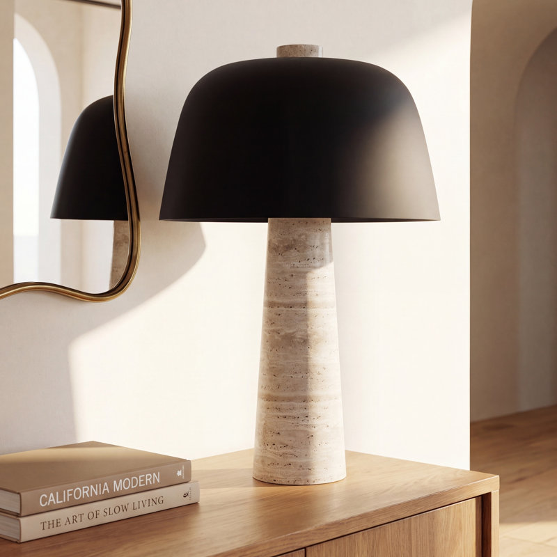 Zori Stone Dimmable Table Lamp, Black, 16.1" H x 11.4" W x 11.4" D