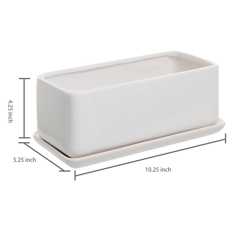 Boîte à fleurs en céramique Anielle, Blanc