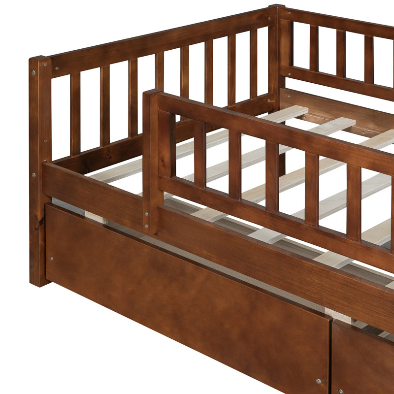 Daybed Wood Bed With Two Drawers, Twin, Brown
