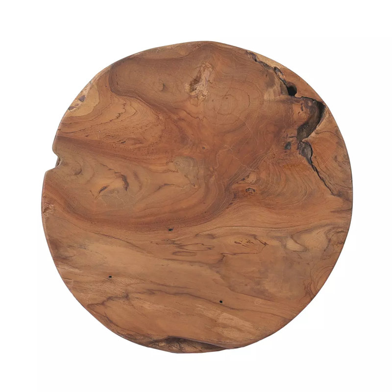 Atrakchi Accent Stool, Teak Stool-Aged Natural