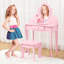 Ensemble de coiffeuse maquillage avec miroir et tabouret Table de maquillage en bois pour filles de 4 à 9 ans-1345805929
