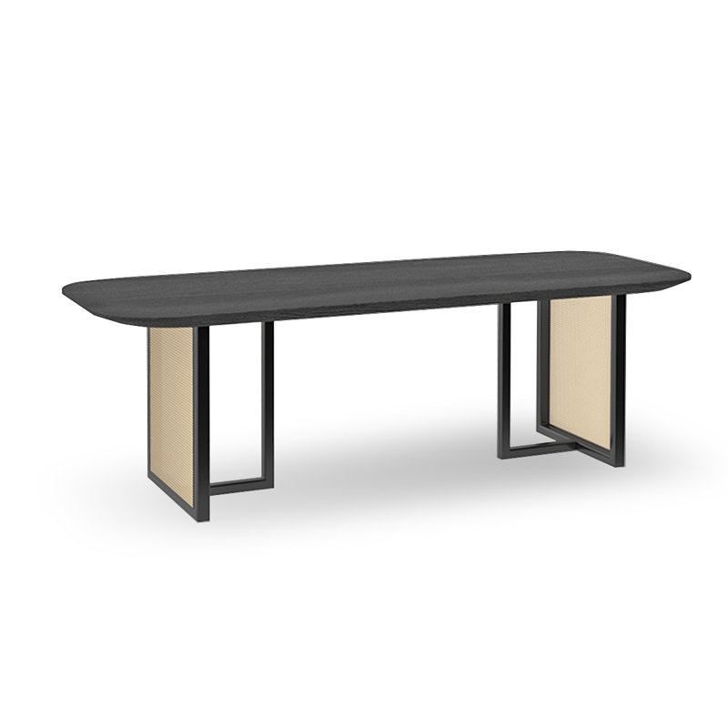 Table de salle à manger Burlywood, Noir, H 29,53 po x L 94,49 po x l 35,43 po