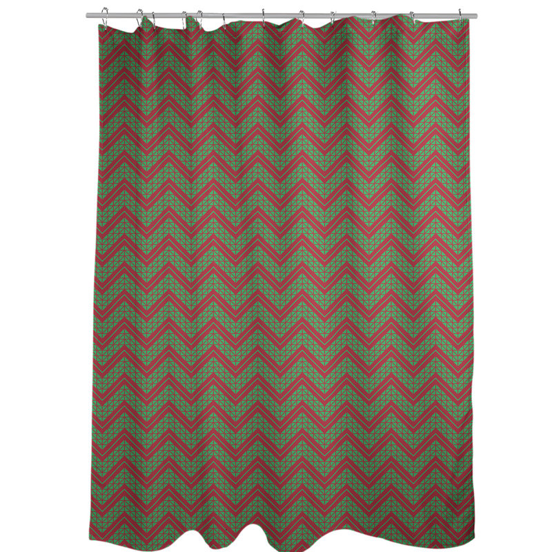 Chevron Shower Curtain, Green/Red, Yes
