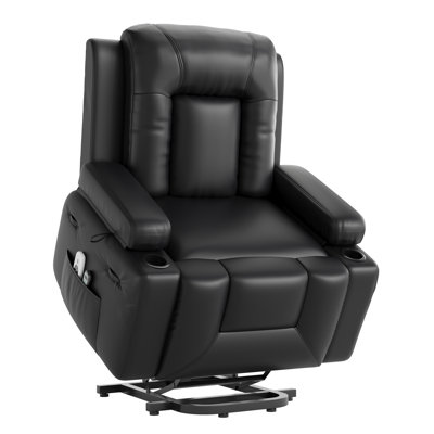 Power Lift Recliner Chair for Elderly with Heat and Massage PU Leather Electric Chair with Adjustable Back and Legs for Seniors