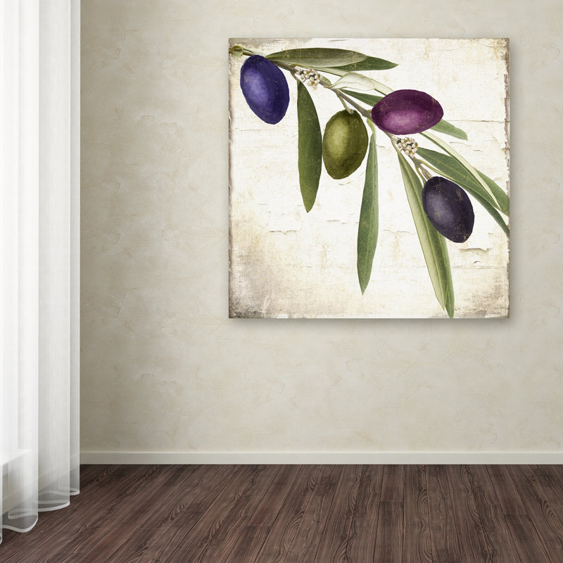 Olive Branch IV 24" x 24" Canvas Art in Green and Purple