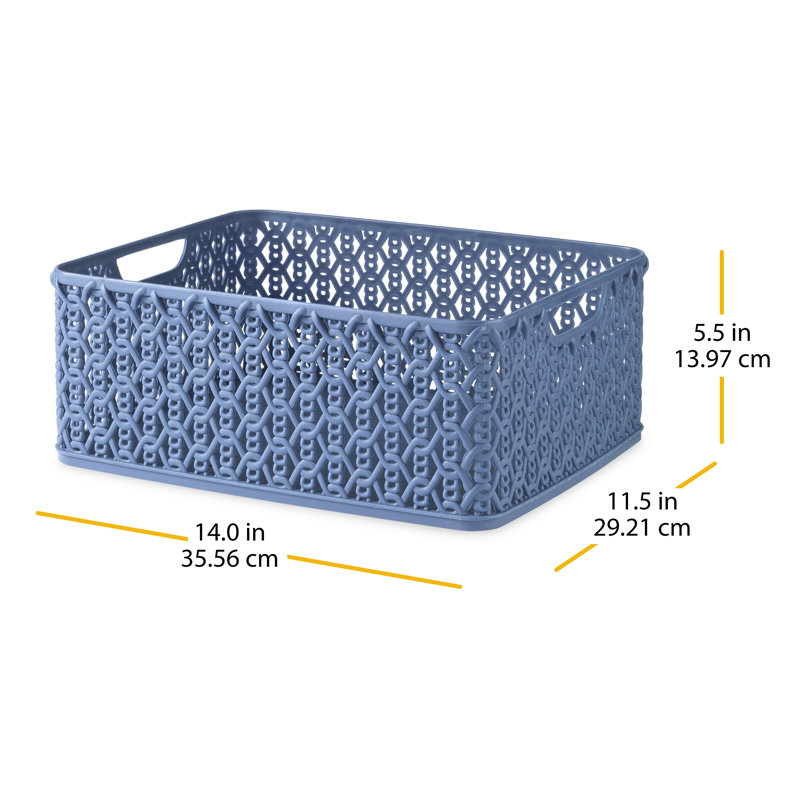 Whitmor Link Stitch Resin Form Rectangular Tote, Blue
