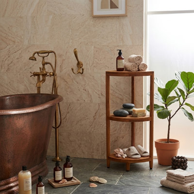 The Original Kai Three-Tier Corner Teak Bath Shelf