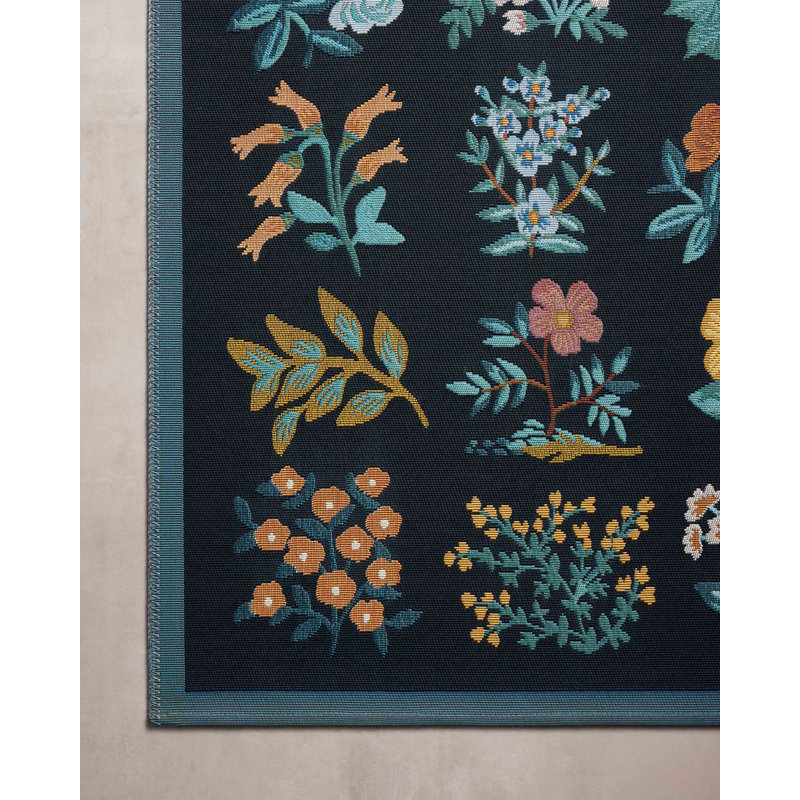 Rifle Paper Co. x Loloi Perennial Black / Navy Indoor / Outdoor Area Rug, Rectangle 2'5" x 3'11"
