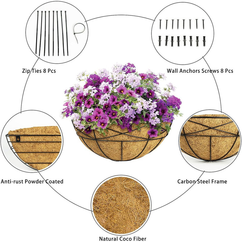 4 Pack 14 Inch Window Boxes Planters Railing Planter Box With Co...