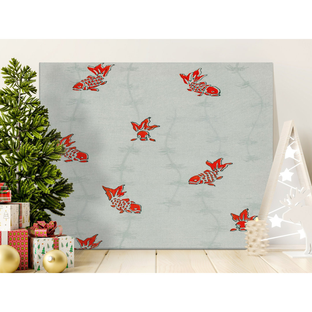 Goldfish Canvas Wall Art, Japanese Art Print, Gallery Wrapped, Ready to Hang, Archival Quality, Modern Home Decor, Fish Painting