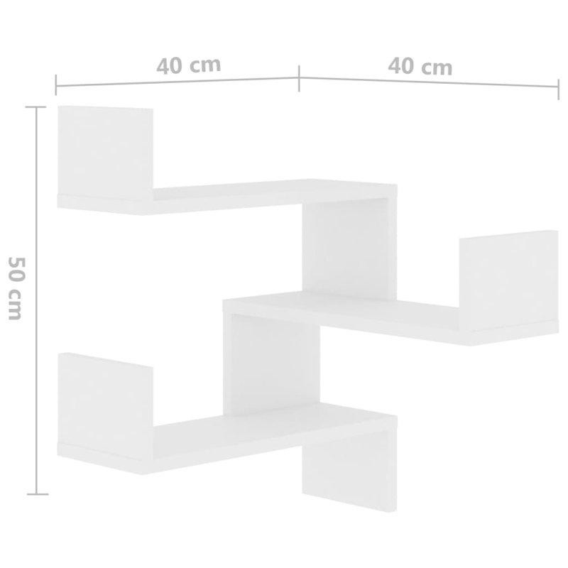 2 Piece Floating Shelf, White