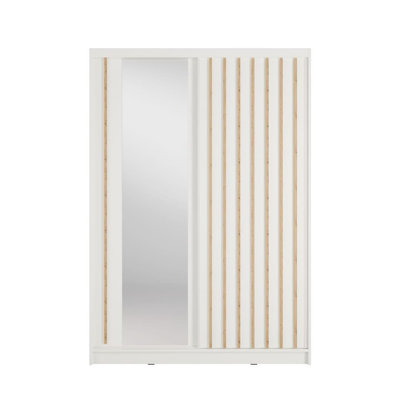 Aluna White Sliding Door Wardrobe 155cm with Mirror