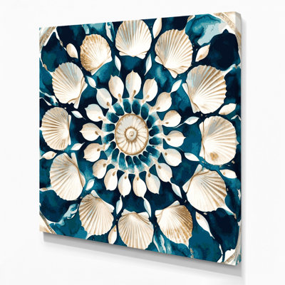 Nautical Seashells Beige Canvas Wall Art