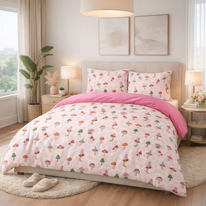 MXM FUN DUVET SET FUNKY MUSHROOM PINK, King