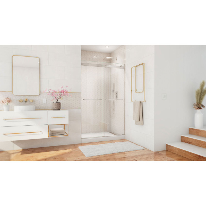 Porte de douche sans cadre avec technologie ClearMax 44 "x H 76" Essence, Nickel brossé
