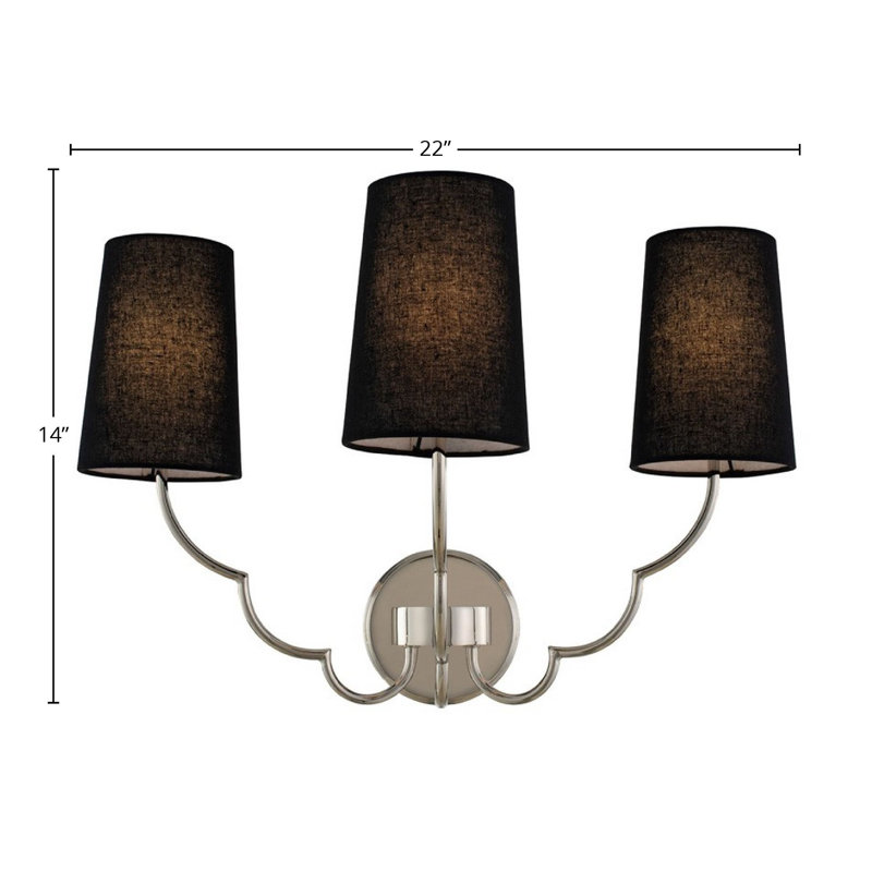Applique murale Sophia 3 LT Kalco, Argent, Noir