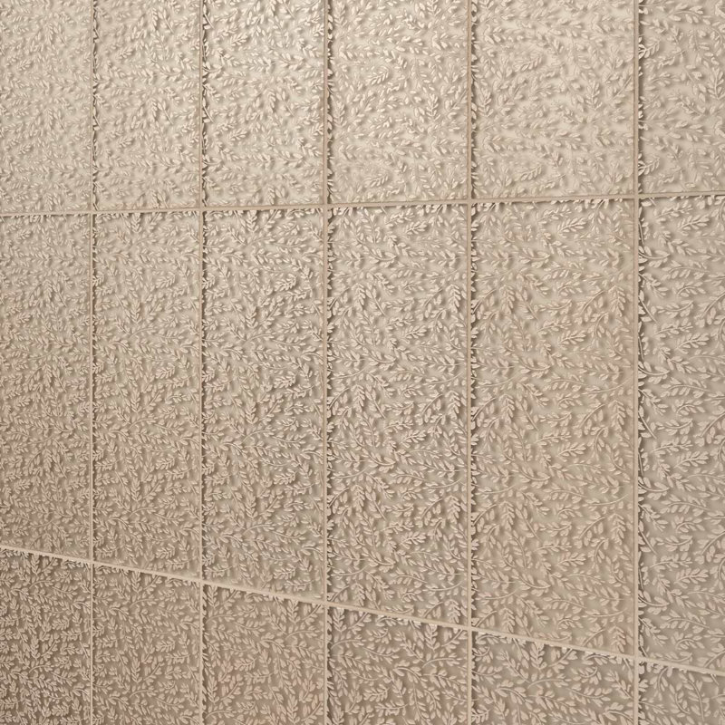 Sonya Flowers 6x16 Frosted Glass Tile, Bronze