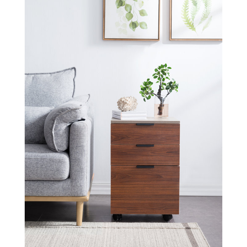 Horace 3-Drawer Vertical Filing Cabinet, Brown/Light Gray