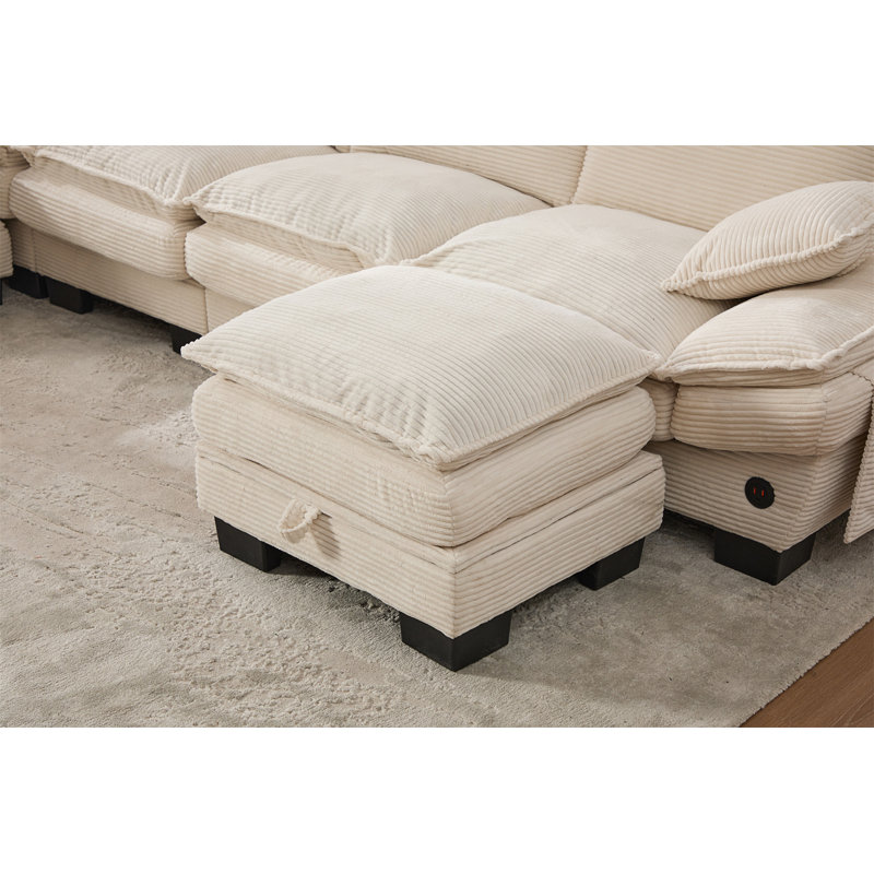 Canapé modulaire modulaire Cloud, L 102,36 po, Velours côtelé beige