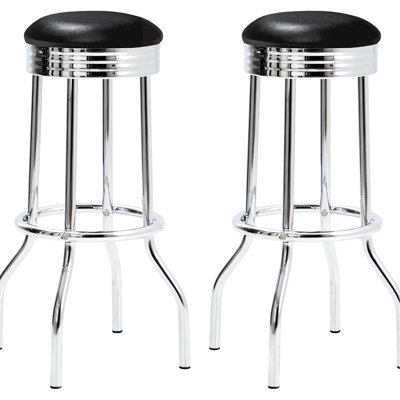 2 tabourets de bar - rembourrés de mousse, pieds, 2 tabourets de couleur noire au look rétro, coussin confortable, structure en métal