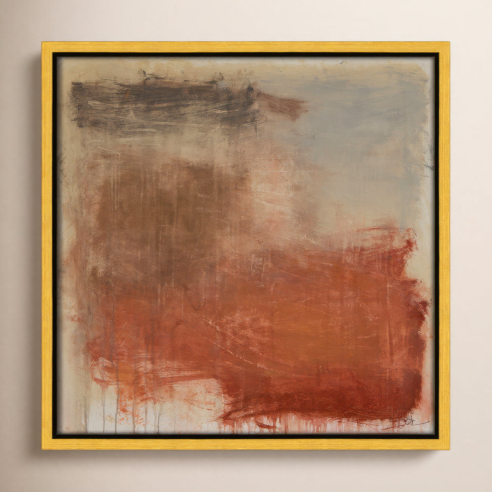 Autumn Over The Rivera Print by , 13.5" H x 13.5" W, Gold