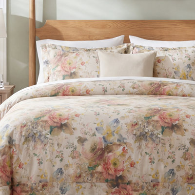 Eucalyptus Jardin Watercolor Floral Chic Casual 3 Piece Duvet Cover Set