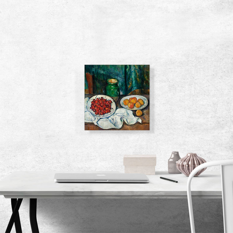 «Still Life with Cherries and Peaches 1887» par Paul Cezanne, reproduction d'art sur toile tendue