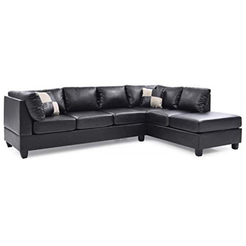Canapé modulaire réversible Malone, Velours noir